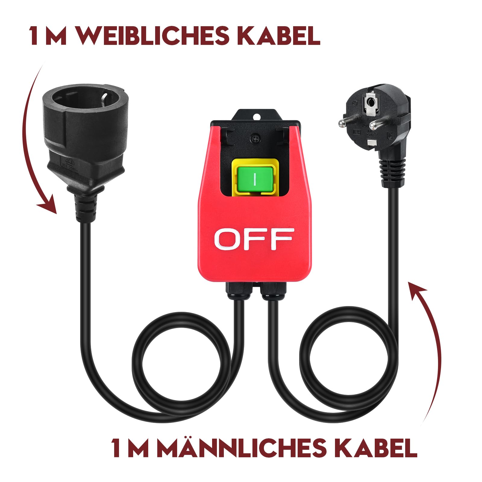 KJD17BEU-02 220 V przełącznik jednofazowy wł. wyłącznik, briidea wyłącznik bezpieczeństwa z gniazdkiem, przełącznik maszynowy z dużą tarczą zatrzymującą do szybkiego zamykania