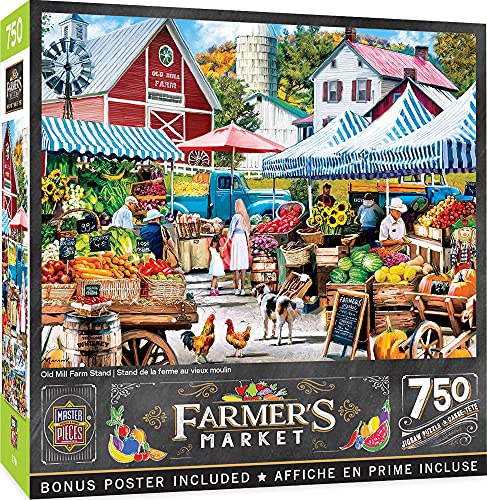 Masterpieces 750 Piece Jigsaw Puzzle for Adults, Family, Or Kids – Old Mill Farm Stand – 18″x24″