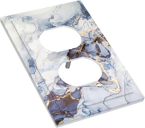 Miniatura 3 de Cubierta de interruptor de luz dúplex de mármol azul dorado de 1 cuadrilla, cubierta de toma de corriente, placa frontal decorativa para receptáculo