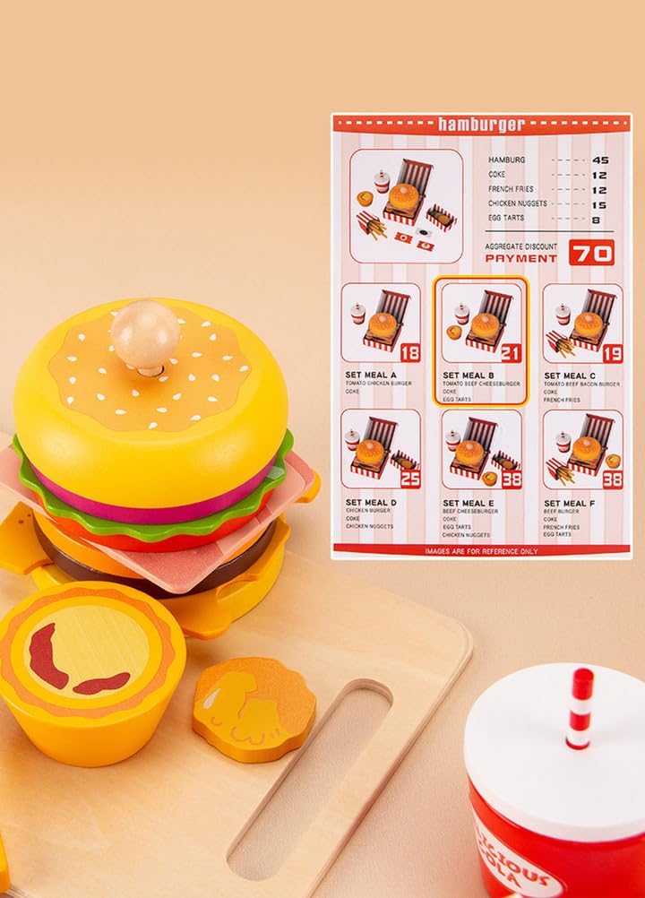 Set Gioco di Finzione Fast Food, Gioco di Ruolo Ristorante Set di Cibo Giocattolo