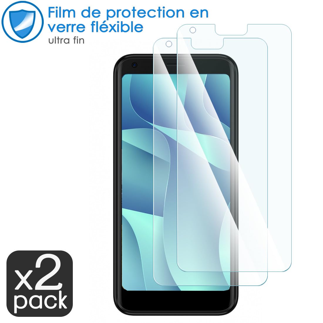 Karylax - Displaybeschermfolie van vloeibaar glas, hardheid 9H, krasbestendig, displaybeschermfolie voor Smartphone Logicom Le Lunar (2 stuks