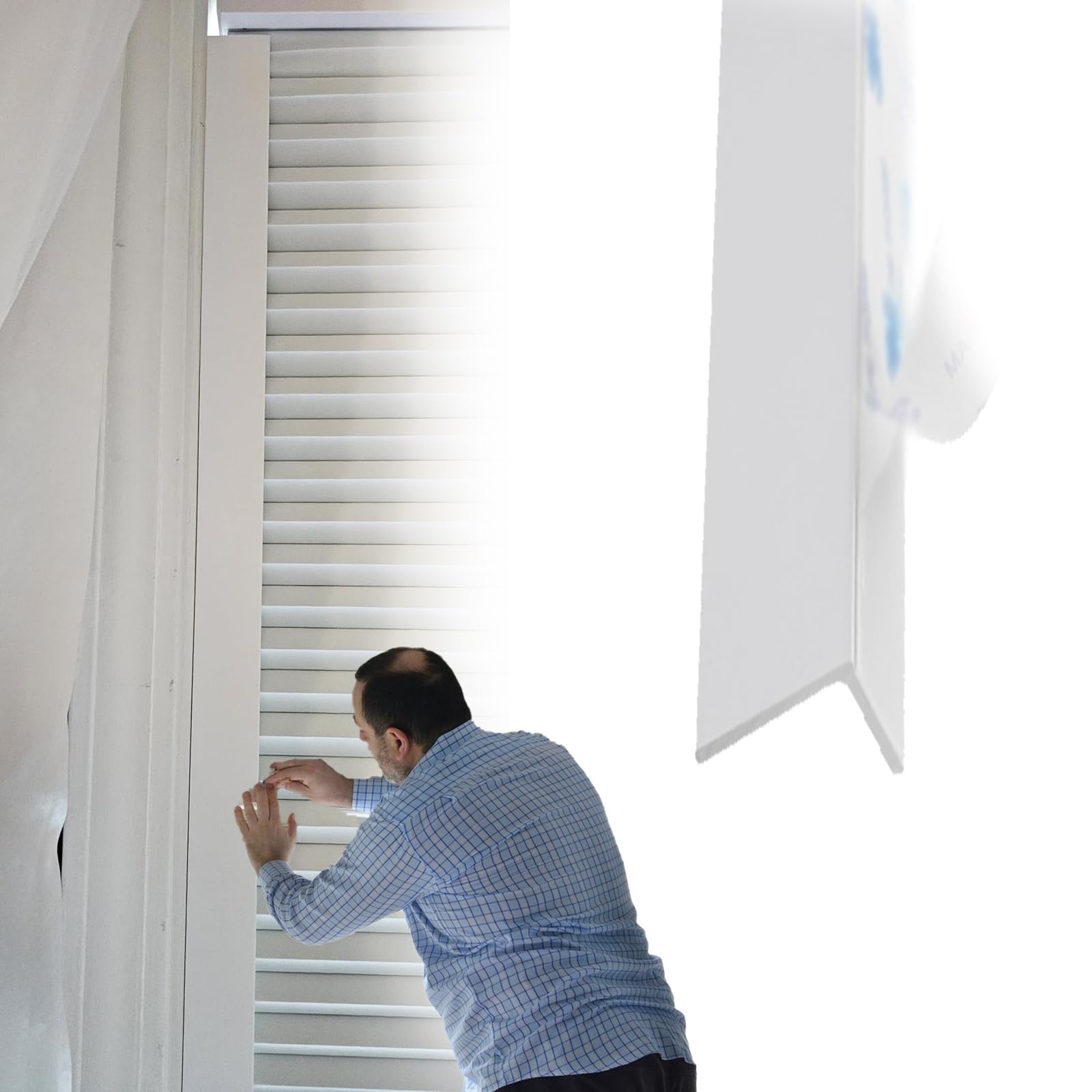 Roller Shade Light Blocking Strips Cuttable, White Black Grey Light Blockers/Slot for Blinds/Shades/Classroom/Door, Easy Install Window Side Shading Strips/Track(White,74in/188cm)