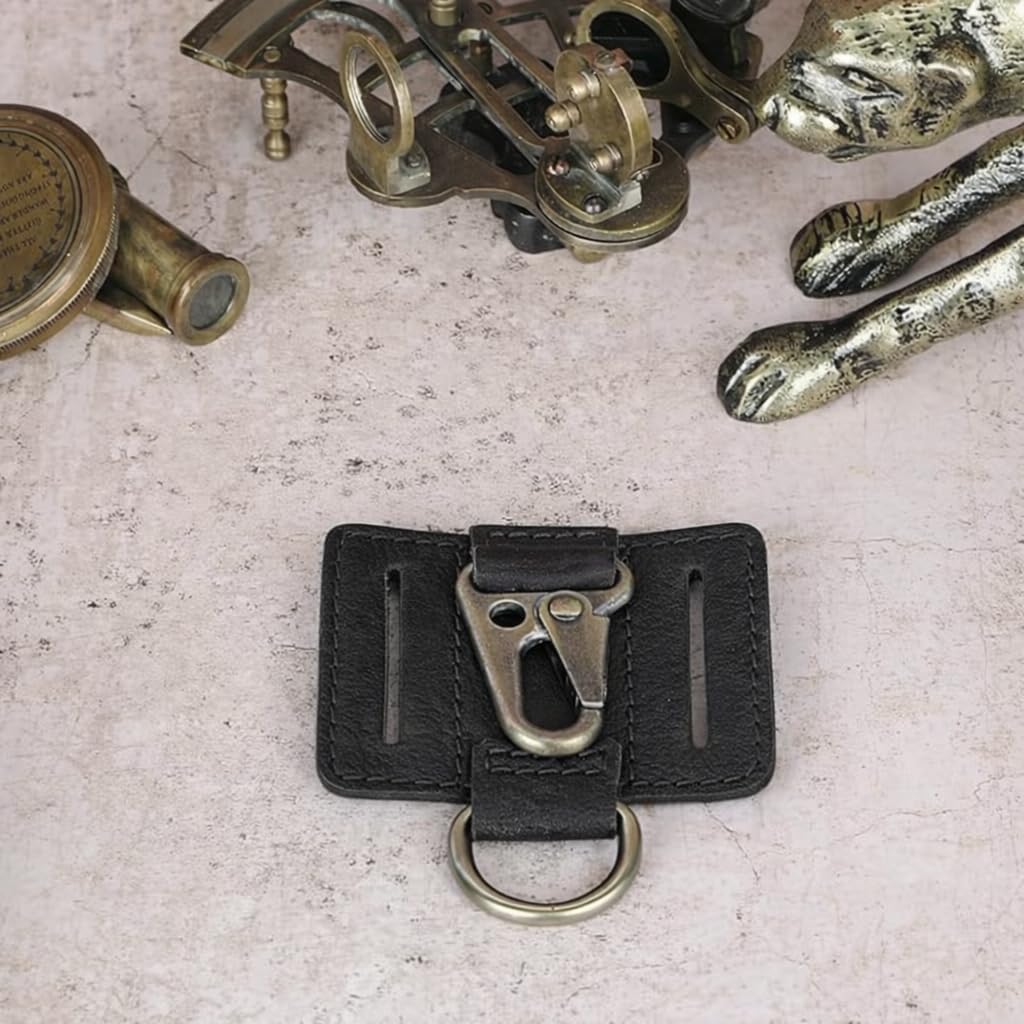Heavy Duty EDC Leather Key Ring Keychain Holder with Belt Loop, Key Fob Holder and Belt Clip for Men image 3