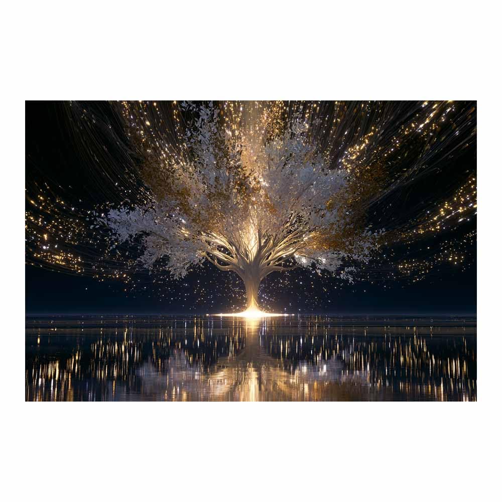 XENIOU Tree Of Life Wall Art Fall tree lake reflection art canvas painting wall art, Living Room Bedroom Hallway Stairs Decoration.(Multicolor)-70x100cm Unframed