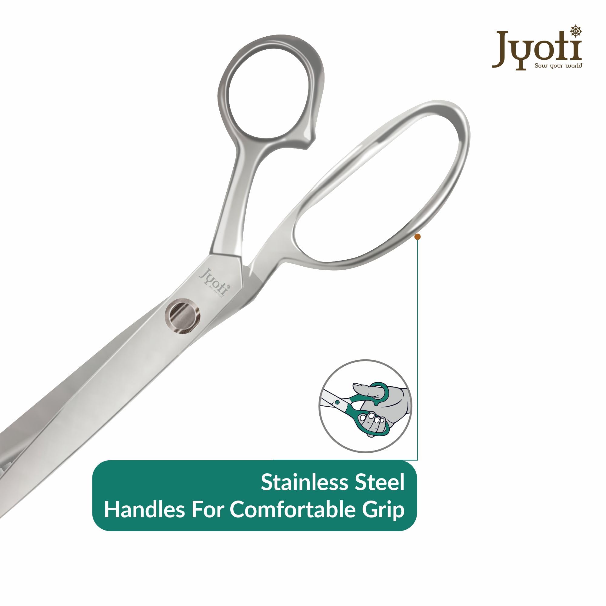 Jyoti Scissor 8" Steel Zig Zag, Pinking Shear, Ideal for cutting a Zigzag Pattern along a Fabric Edge, Asymmetric Design Prevents the Fabric from the Fabric Edge, Comfortable Grip & Decorative Cutting - Pack of 1 2