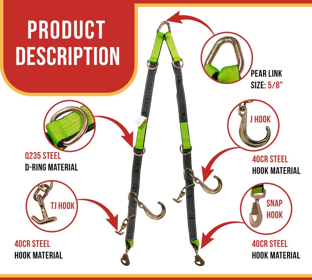 Mytee Products V Bridle Tow Strap w/Snap Hook, 8