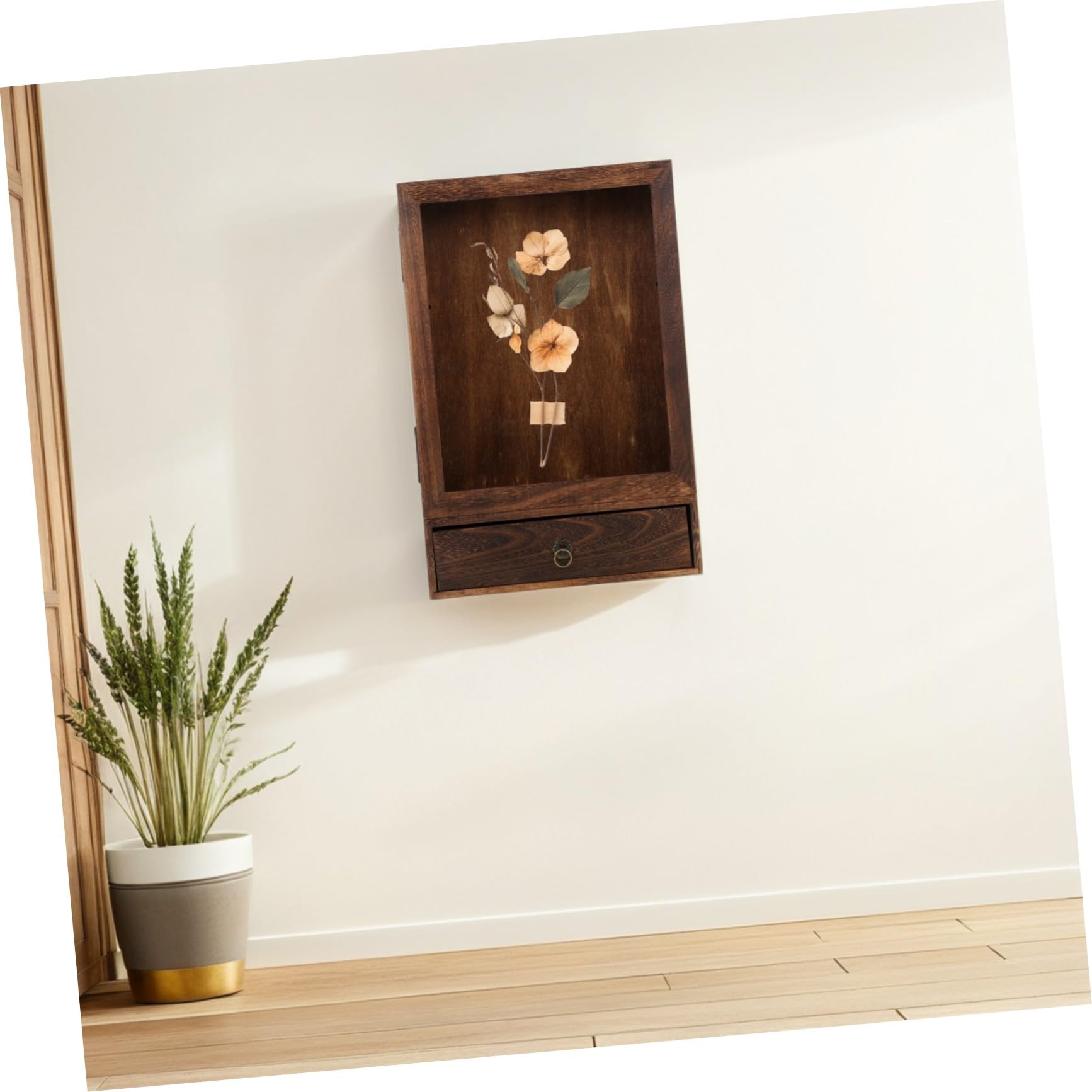 ULTECHNOVO Schmetterlingskasten mit Sichtfenster Holzrahmen für Trockenblumen und Insektenpräparatbox Kleine Schattenbox als Vitrine
