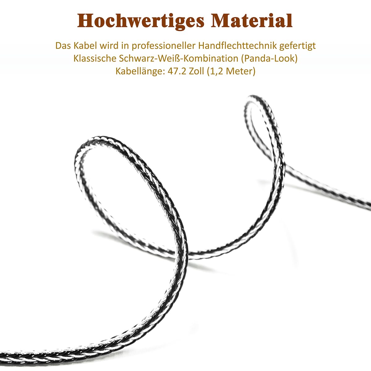 GUCraftsman 0.78mm 2-Pin-In-Ear-Kabel für 64 Audio U4s, U6t, Vision Ears‌ VE2, VE5, Empire Ears Raven – 16-adriges IEM-Upgrade-Kabel in 7N Einkristall-Silber/Kupfer-Mischverflechtung (4,4 mm Stecker)