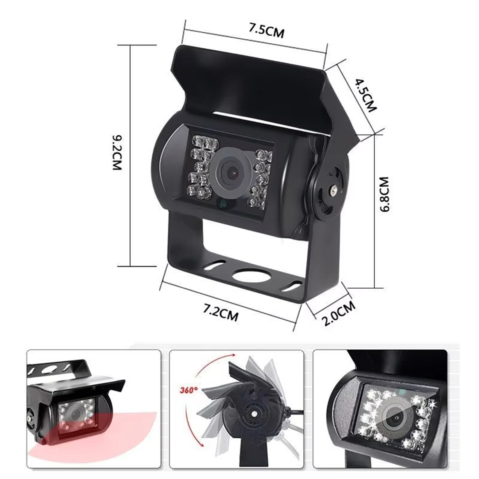 Ricambi auto Telecamera Posteriore CCD HD Parcheggio Pickup Rimorchio Per Camion Veicolo Impermeabile Notturno Per Carichi Pesanti 18 IR Mirino per auto(Orange)