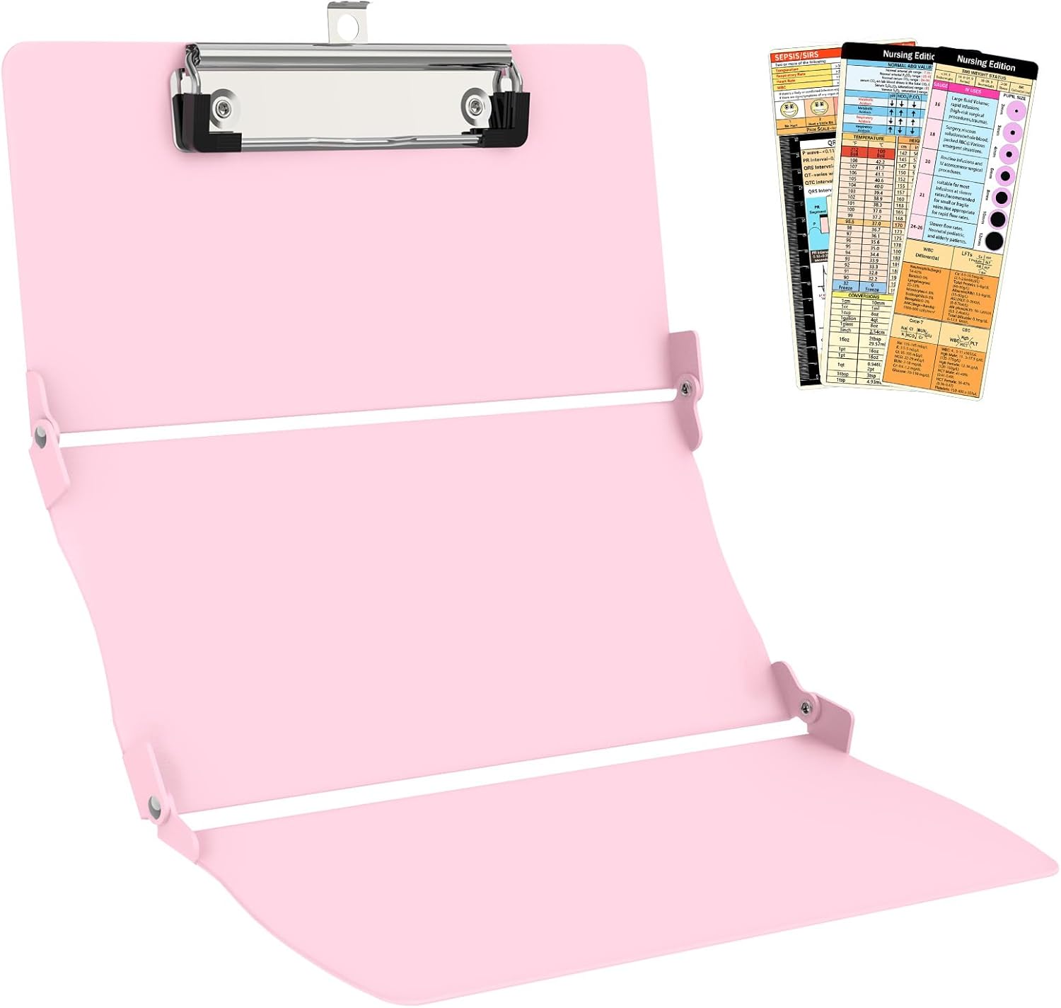 Trustnice Nursing Clipboard Foldable DIY Edition Medical Cheat Sheets Aluminum 3 Layers Foldable Clipboards Pocket Size Profile Clip Nurse Clipboards Notepad for Nurses Students, Teachers, Coaches