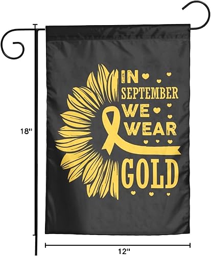 Miniatura 8 de Mes de concientización sobre el cáncer infantil en septiembre We Wear Gold Flag Banderas de jardín de doble cara, pancarta de bienvenida para boda,