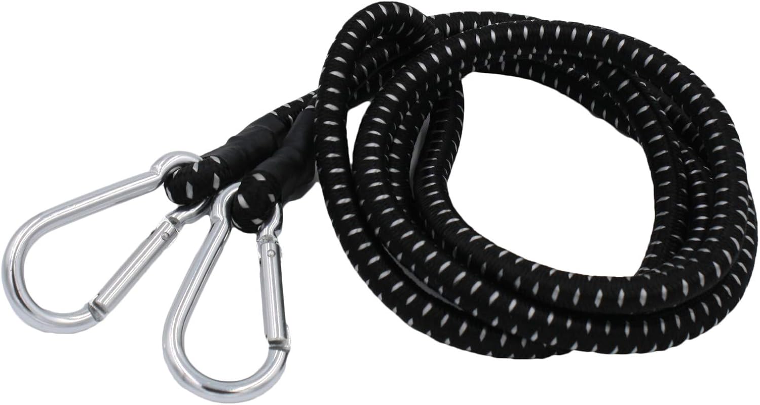 Wideskall 70" Heavy Duty Bungee Cord Black with 3" inch Carabiners