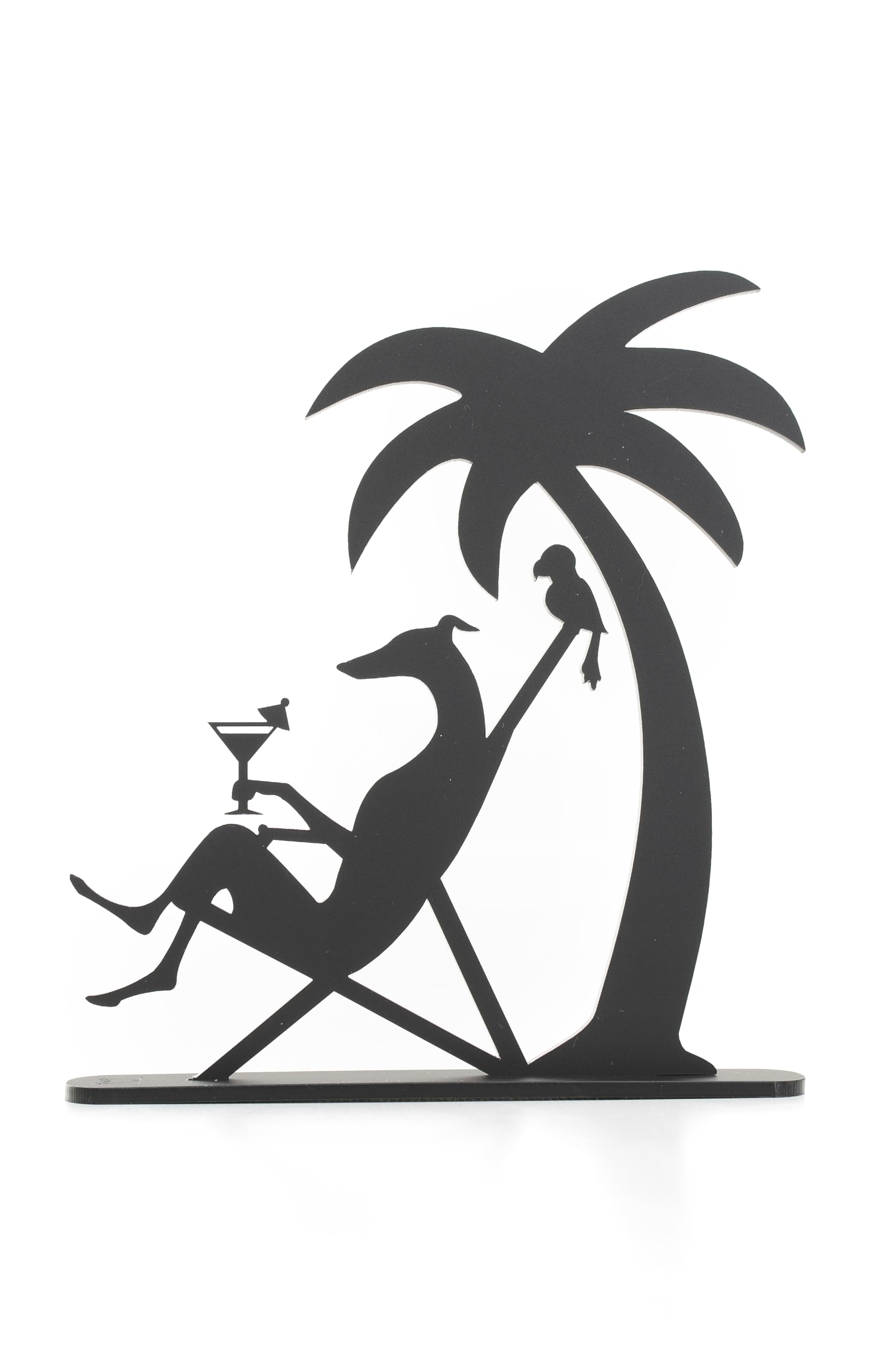 Whippet/Greyhound Silhouette Ornaments, various designs including Whippet on a motorbike