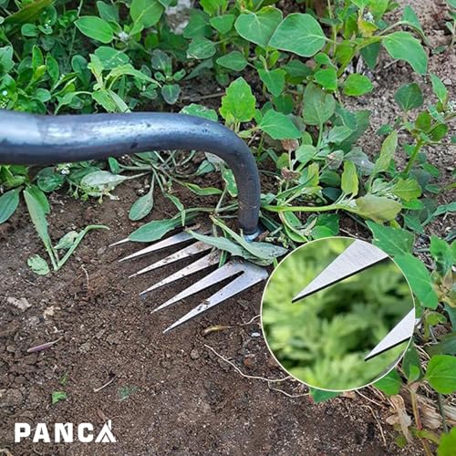 Image of PANCA 6-Claw Weeder Hand Tool for Gardening | 40cm Heavy-Duty Steel Weed Puller with Rubber Grip Handle | Manual Lawn Weeding Tool for Garden, Farm & Plant Pots | Soil Digger & Grass Remover