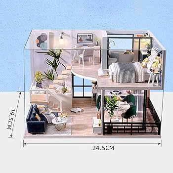 【M1713-135-102】ドールハウス ミニチュア 手作りキット セット Amazon.co.jp: SpiIay DIY木製ドールハウス ドールハウス キット