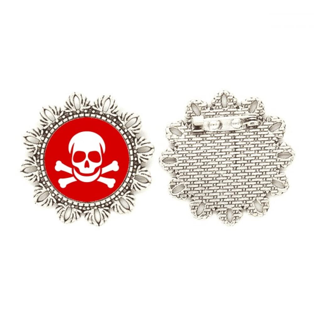 Broche de plata con flor roja cuadrada mediana para ropa 4