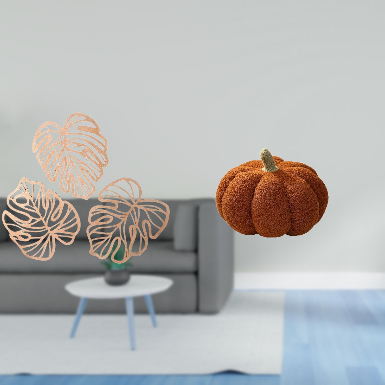 Creative Tropical Palm Pumpkin Leaves Plush Wooden Jungle Wall Art Decorative Ornament Cushion for Bed Bathroom TV Sofa Background Decor|Home & Garden| Home D?cor| Figurines-image-28