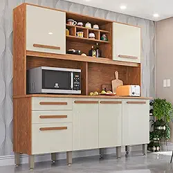 Armário para Cozinha 6 Portas 2 Gavetas Luna Plus Imop Móveis Cinamomo/off White
