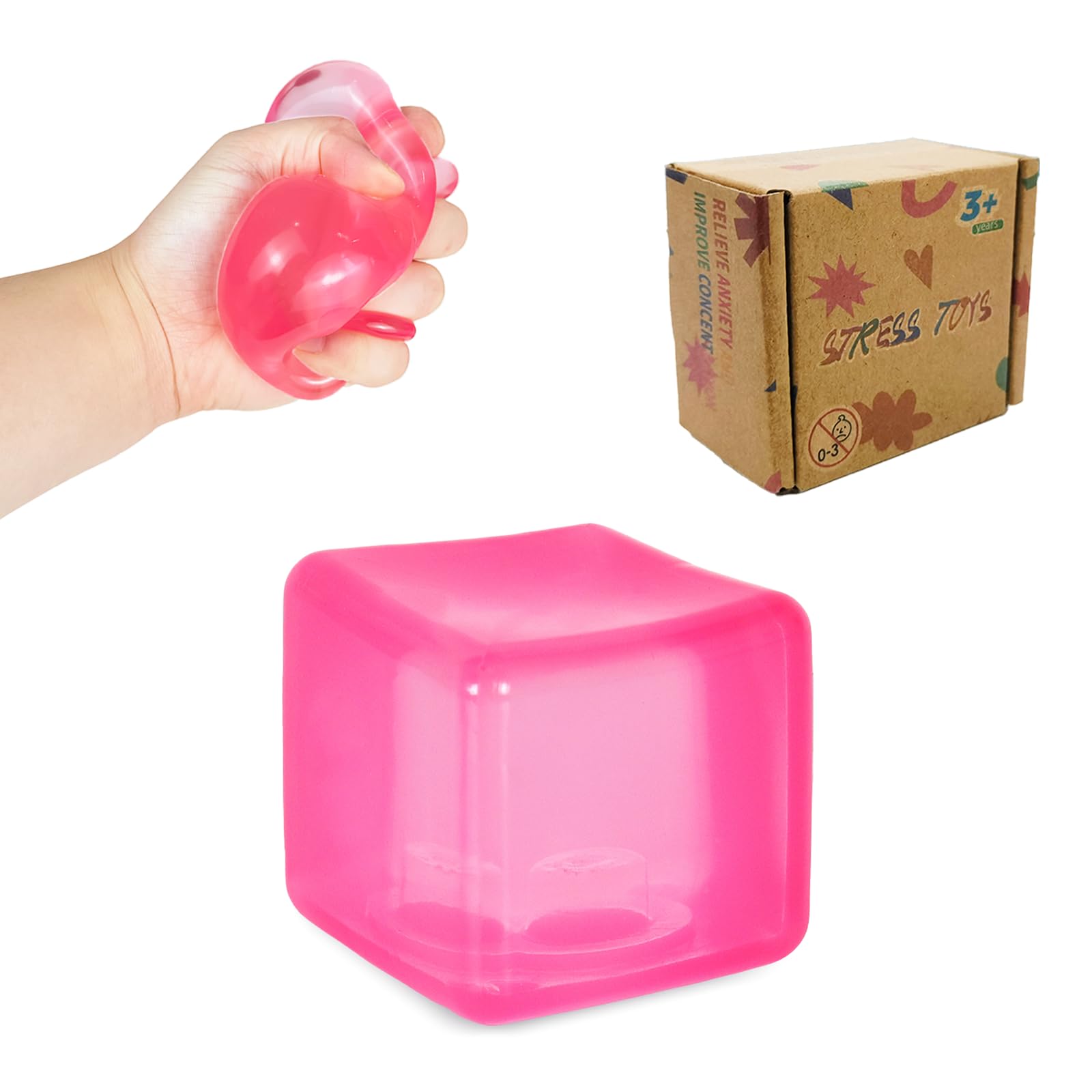Fumzazyllo Stress Relief Squeeze Toy, Blue Fidget Cube for Kids & Adults, Squishy Sensory Toys for Anxiety Relief, Portable 5cm Stress Ball for Focus & Relaxation, Ideal for Boys & Girls (1 Pcs) — image 1