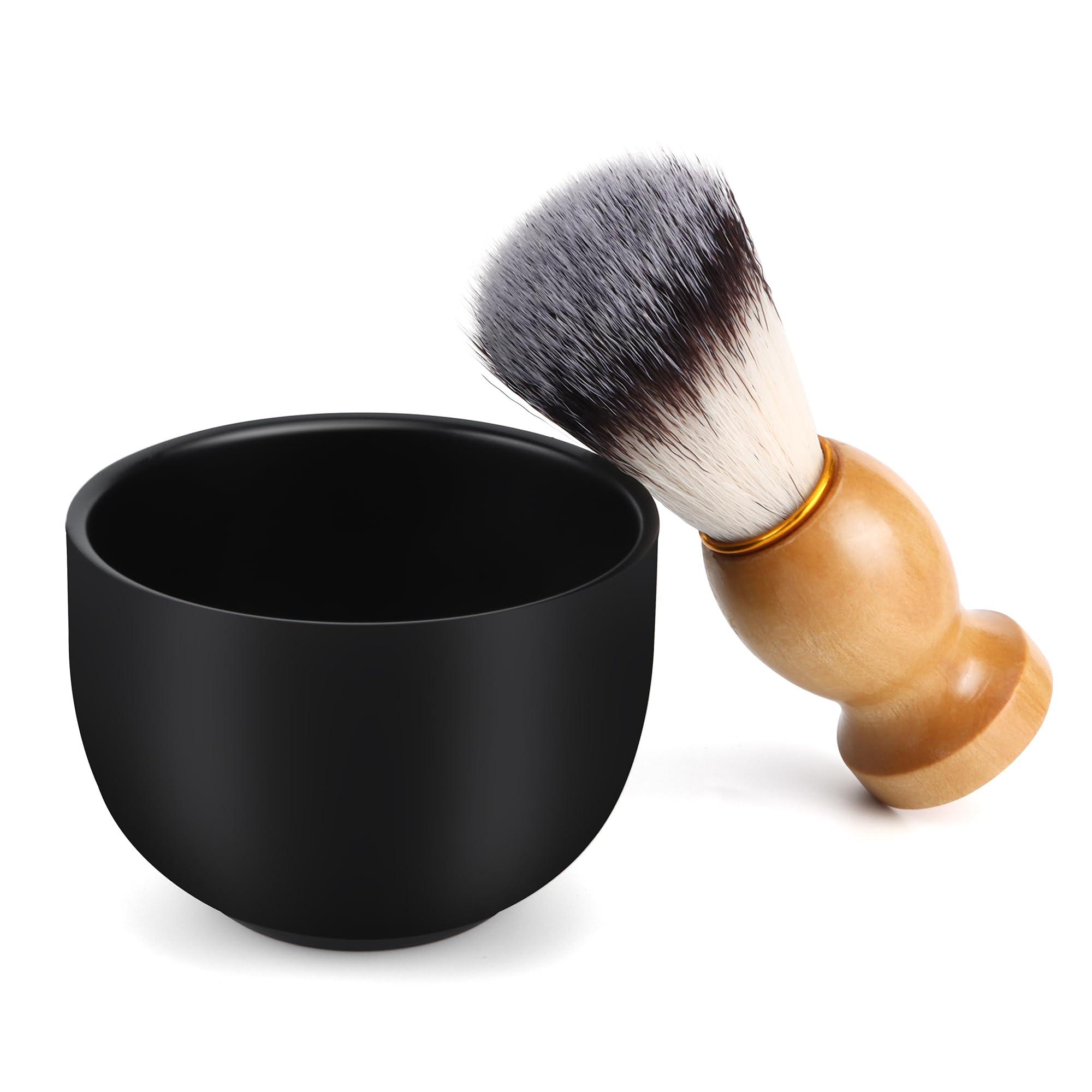Pennelli da Barba, Ciotola da barba, Ciotola in Acciaio Inox, per la Rasatura a Casa, Dal Parrucchiere e Nel Salone (nero)