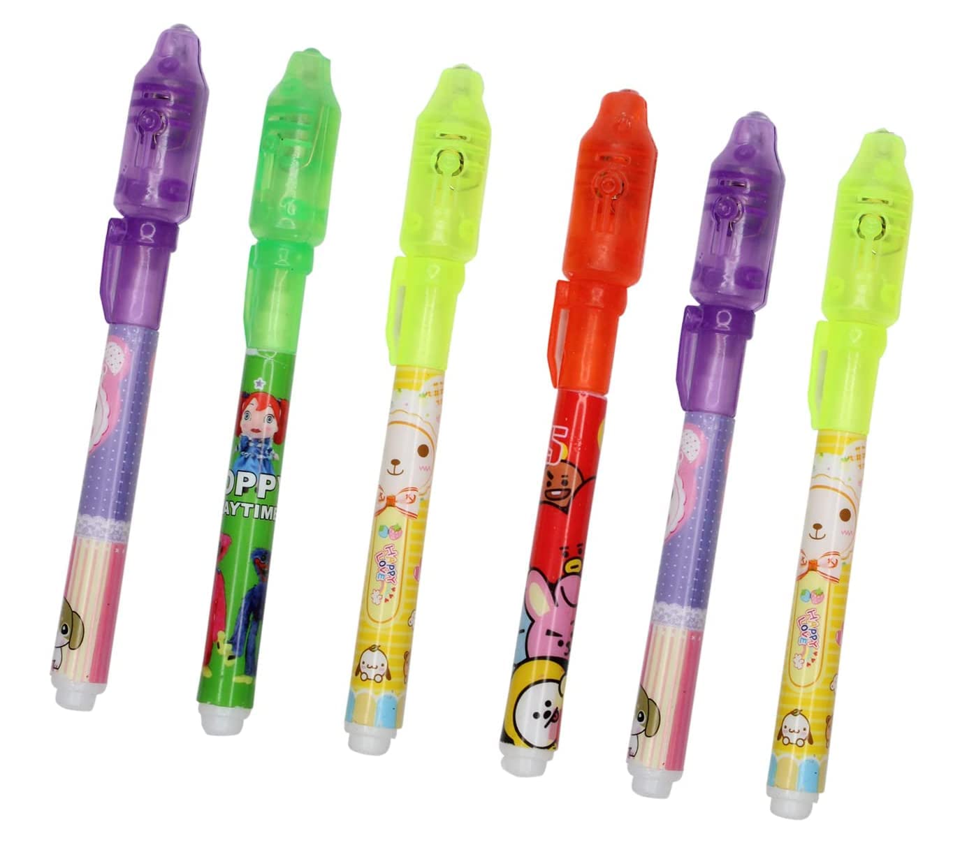 Invisible Ink Magic Pen With UV-Light Detective Pen Birthday Gift Item For Kids Secret Information Pen Set Of 6 Multicolor