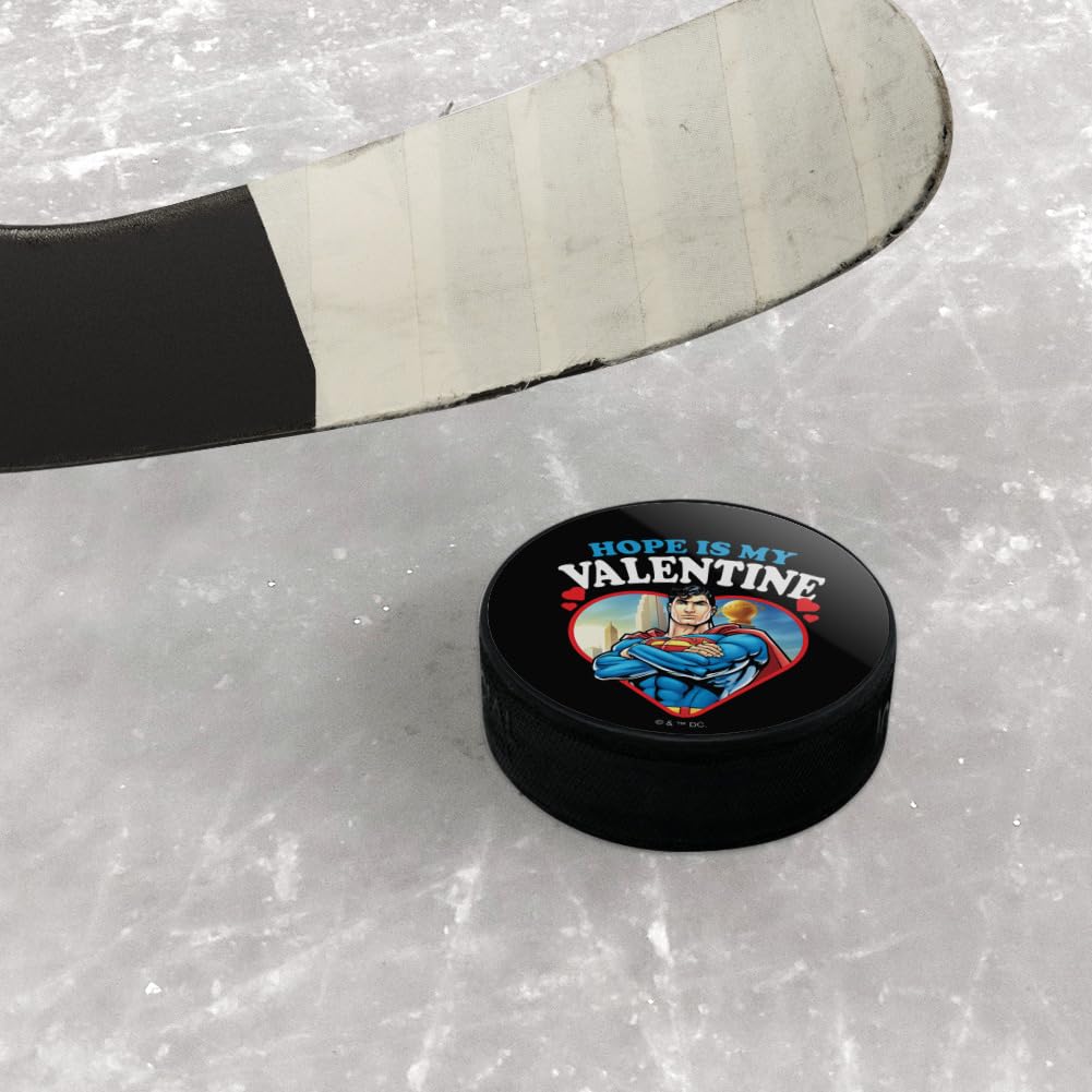 Superman Hope is my Valentine Ice Hockey Puck