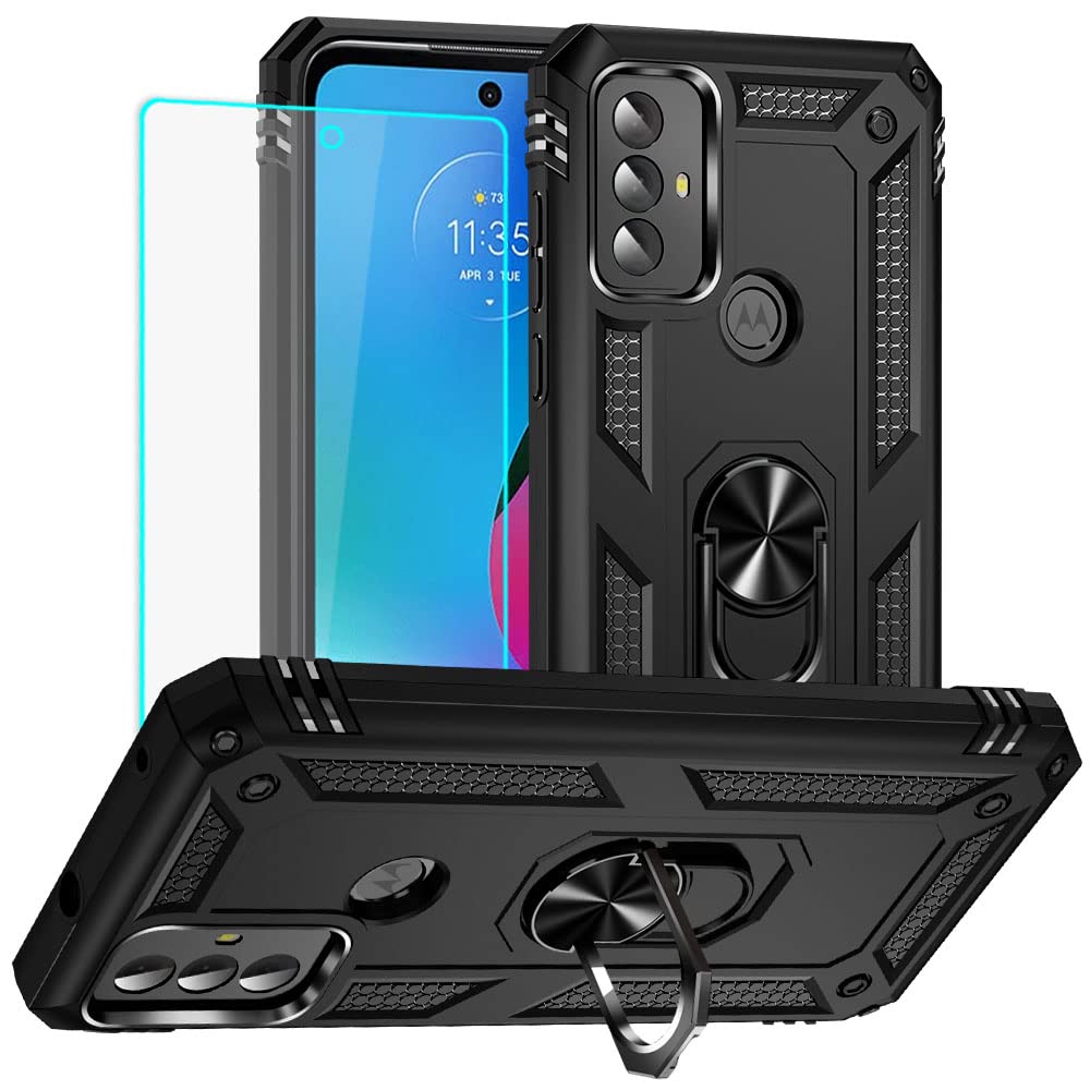 Yiakeng for Moto G Play 2023 Case, Moto G Play 2023 Phone Case with HD Screen Protector, Military Grade Protective Cases with Ring for Moto G Play