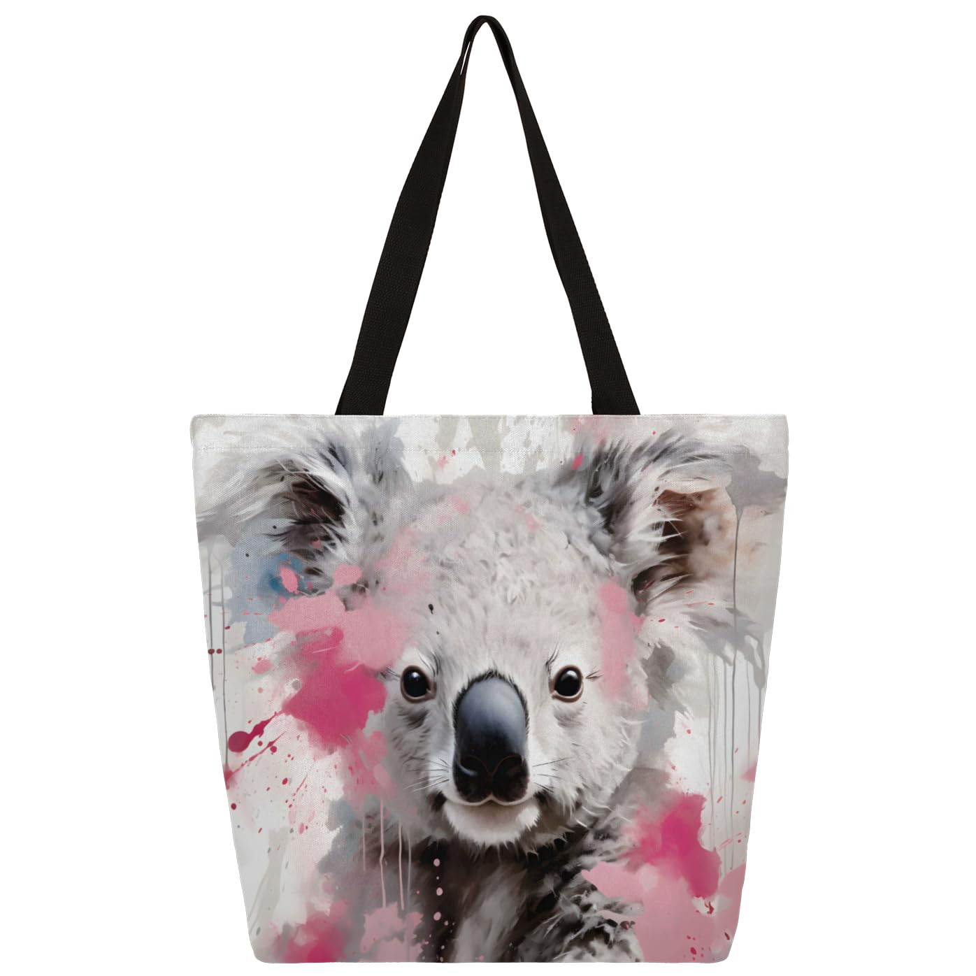 Mularoka Watercolour Koalas Large Capacity Canvas Tote Bag Stylish Handheld Shoulder Bag Reusable Shopping Bag for Work Travel Beach Trips Shopping