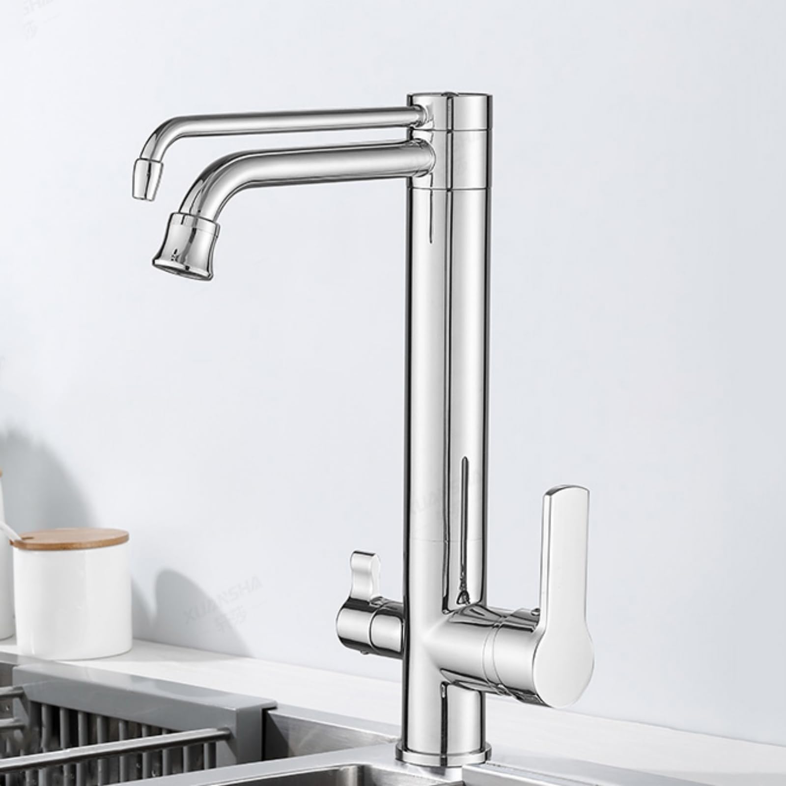 GLETSF 3 Way Kitchen Faucet with Pull Down Sprayer Swivel Design Water Filtrat System Black Sink Mixer Tap for Easy Drinking Water Access,Black