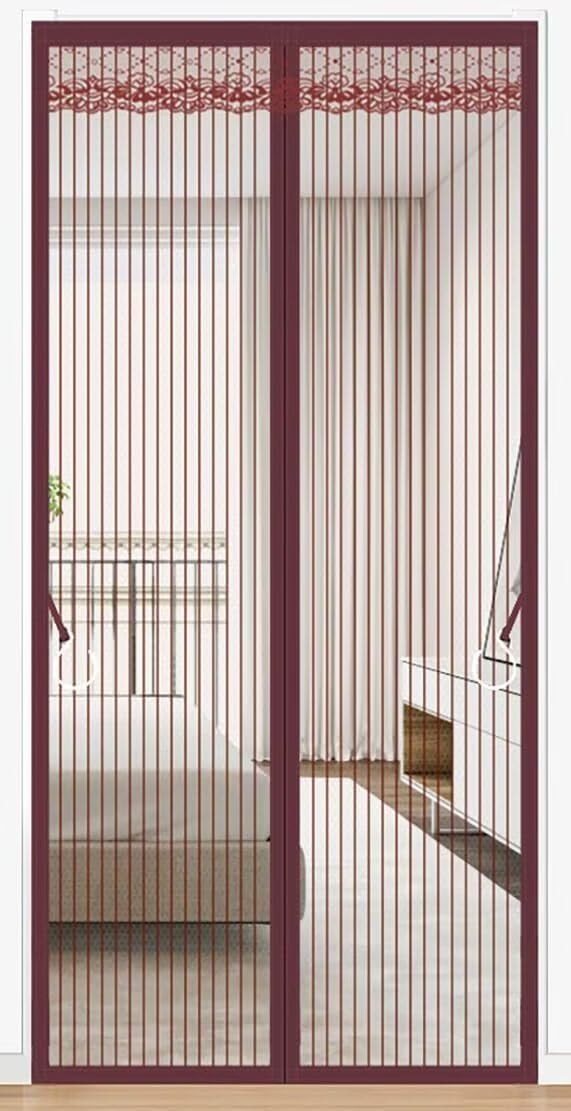 Magnet Fly Screen Door - Insect Protection with Powerful Magnets and Easy Install Magic Tape(Coffee Stripes,90X200CM)
