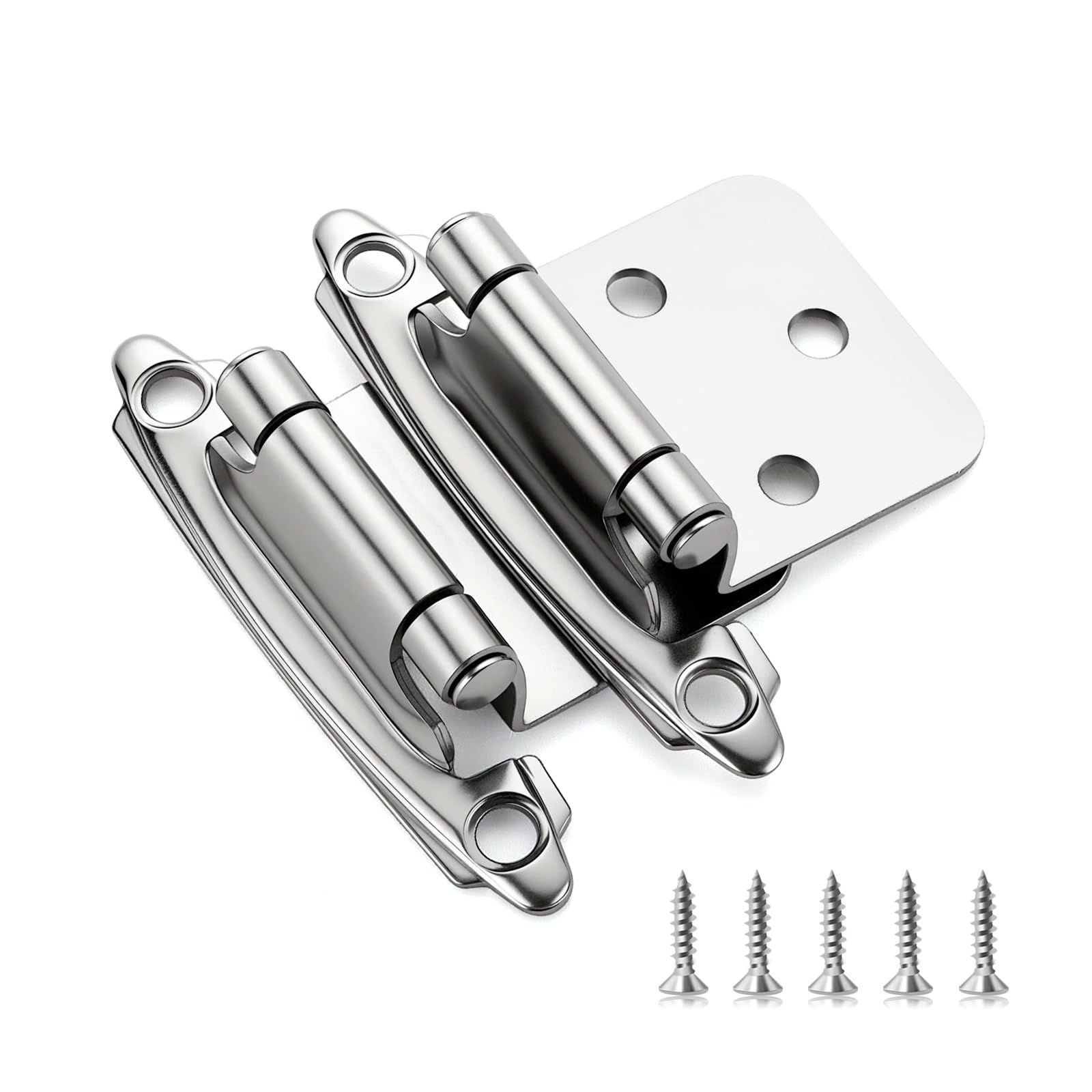 Ravinte Polished Chrome Cabinet Hinges, 1/2 Inch Overlay, 10 Pack (5 Pairs)