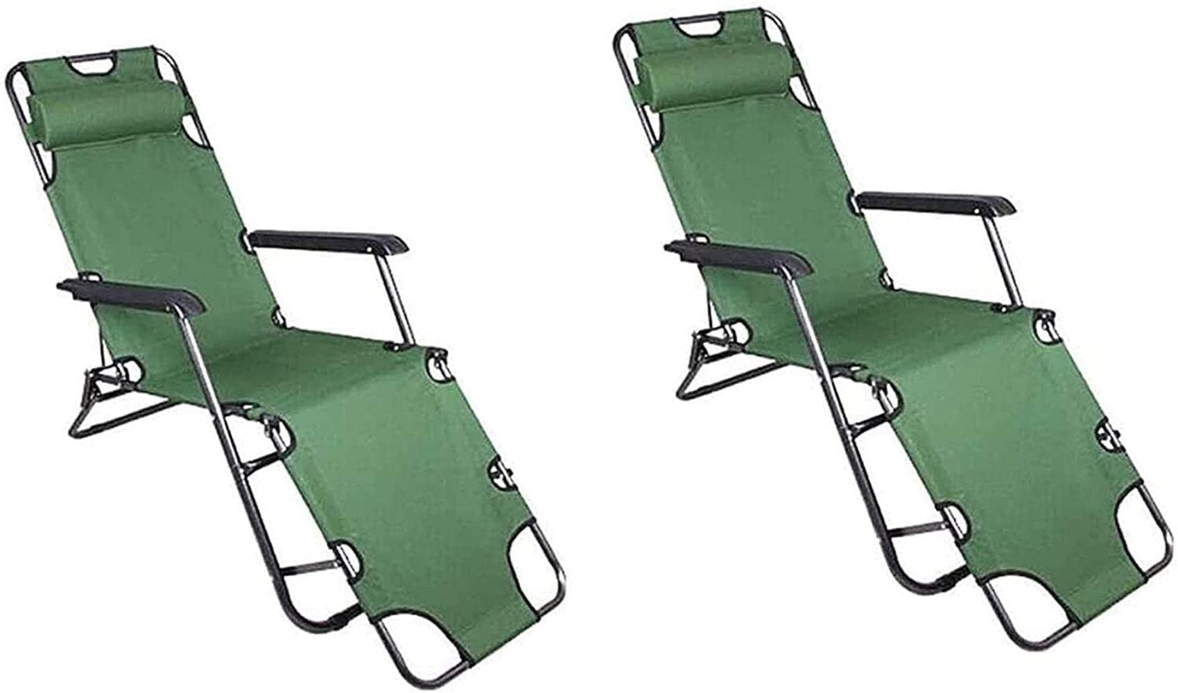 Chaise pliante extérieure verte pour le camping et la terrasse | Lot de 2