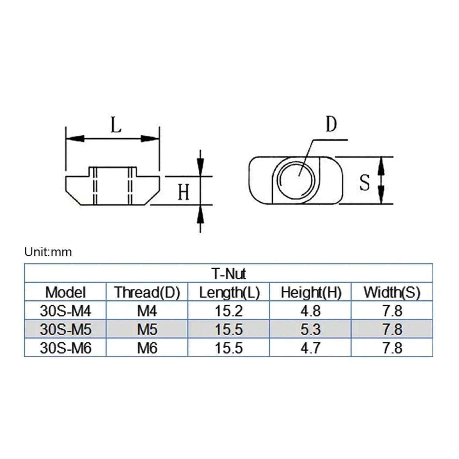 3030 Aluminum Profile with Slot Groove 8mm M3 M4 M5 M6 Nickel Plated T Bolt Hammer Head Nut(3030 M3x50PCS)