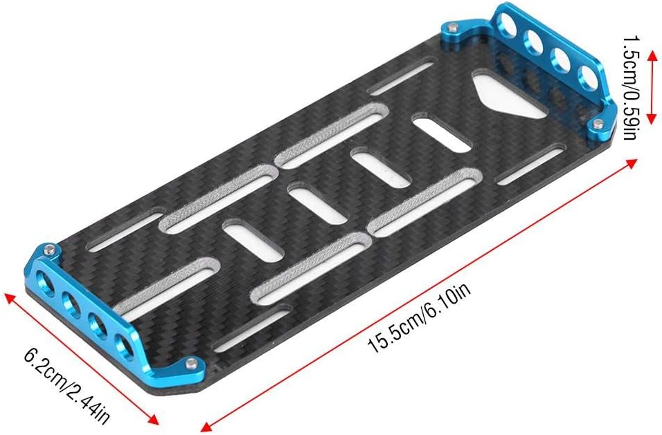 RC Battery Mount Plate, Carbon Fiber Battery Mount Plate for Axial SCX10 CC01 D90 1/10 Scale RC Car Accessories(Blue)