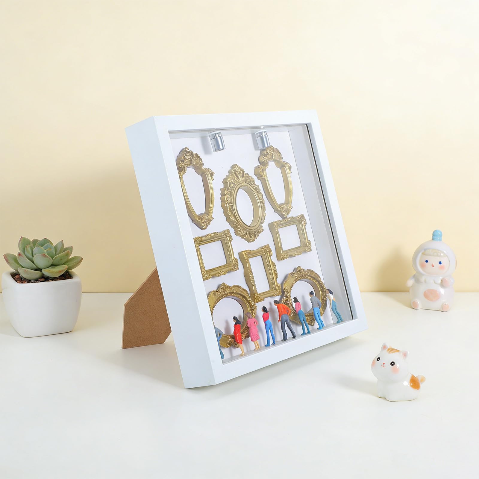 Veemoon Scatola Silhouette Mini Cornice Bianca in Legno e Plastica