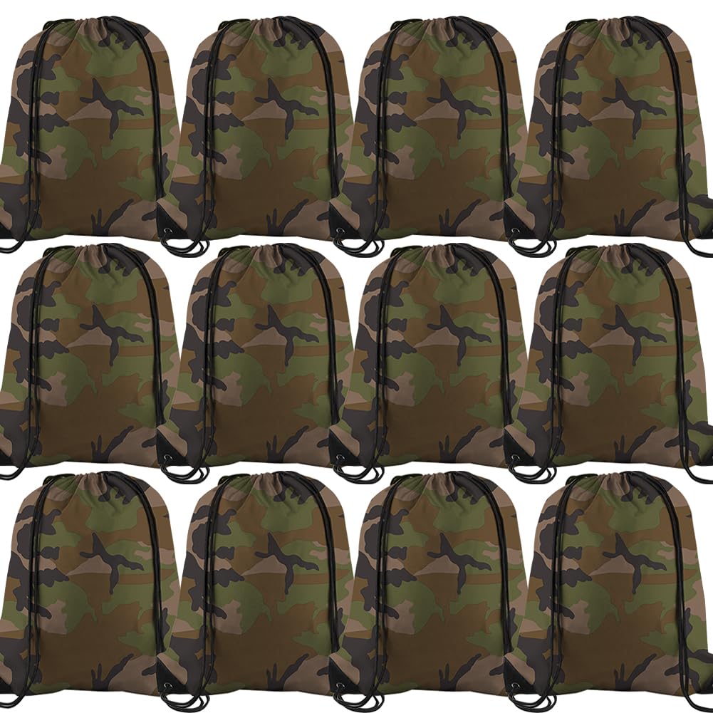 Boerni Sac à cordon de serrage, sac à dos léger avec cordon de camouflage, sacs de grande capacité pour sports de plein air, gym, natation, randonnée, voyage, fête, cadeau de fête pour enfants