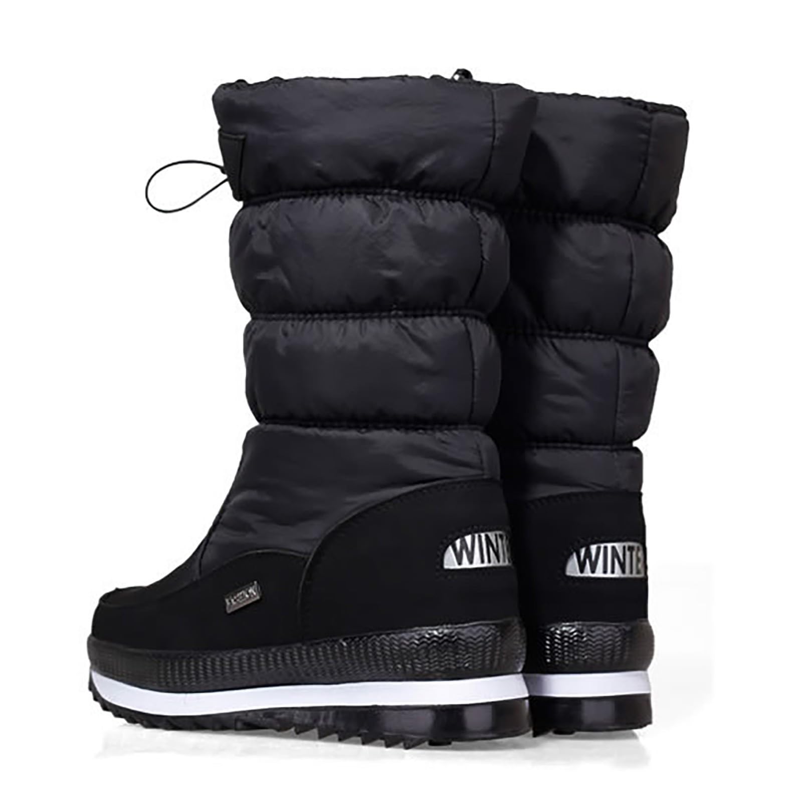 Stivali Caldi Donna Bassi Invernali Ultra Mini da Neve protettivi in Pile e Suola Spessa Tinta Unita Donna, Slip on Boots