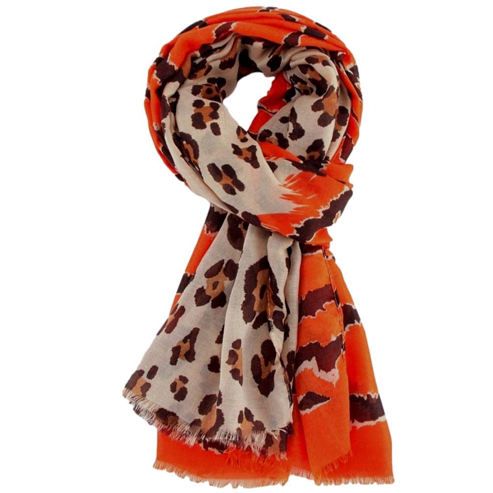 Women's Orange, Tangerine, Beige Purple Possum® Leopard Print Scarf Animal Print Black Zebra Stripes Wrap Orange Brown Cream Large Shawl