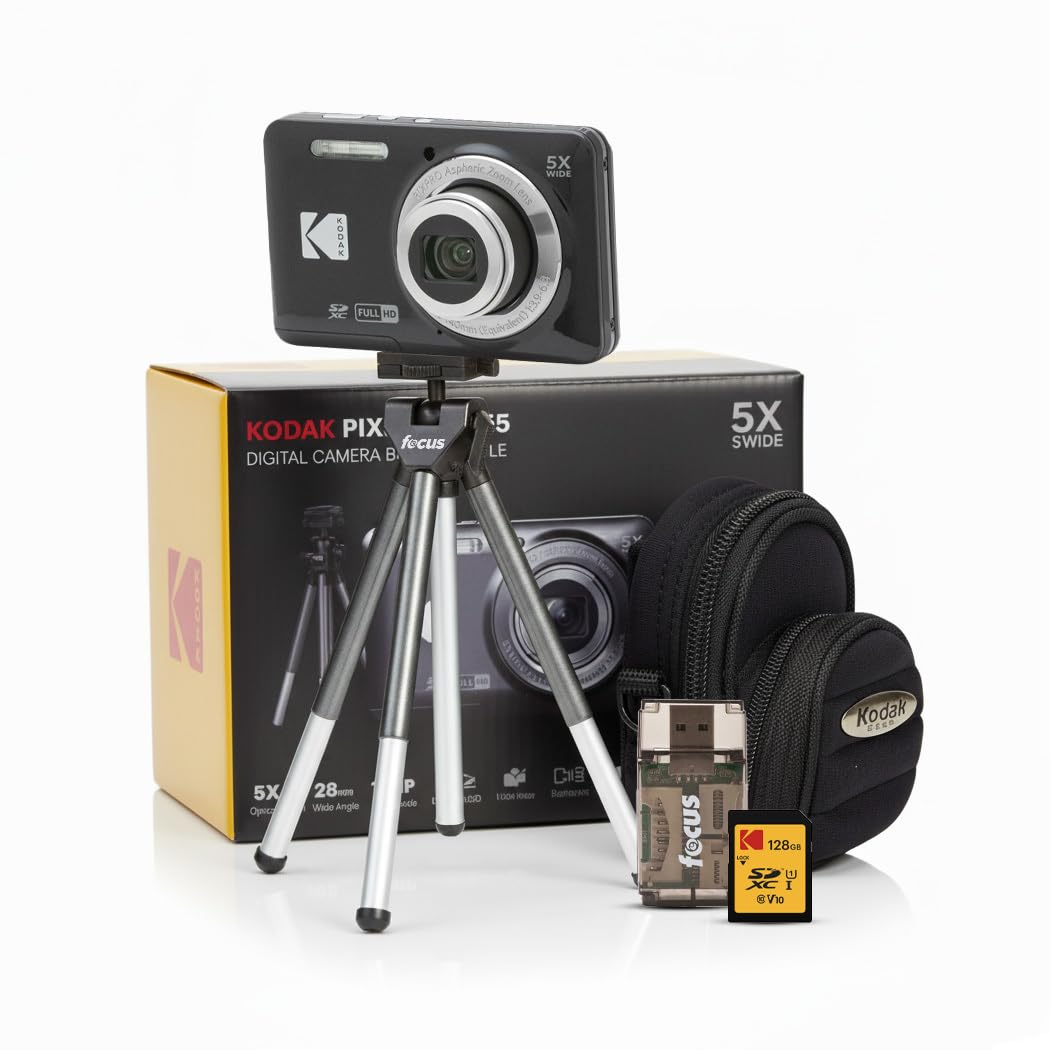 Kodak PIXPRO FZ55 Digital Camera (Black) Friendly Zoom with 128GB SD Card, Card Reader, Tripod and Pouch (5 Items)-picture-30