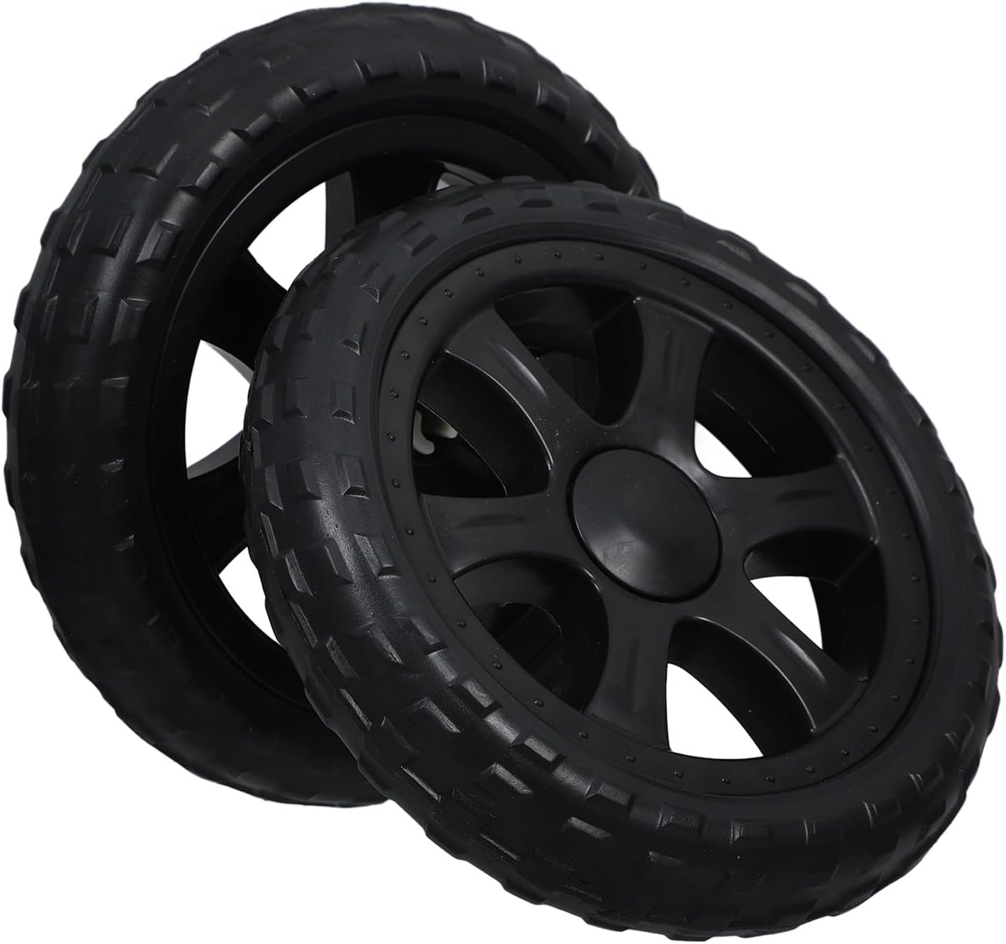 Kichvoe 2pcs Black Snowflake Pattern Shopping Cart Wheels Replacement, Heavy Duty Trolley Casters with Plate for Grocery Carts and Foldable Hand Trucks, Industrial Grade Sturdy Accessories