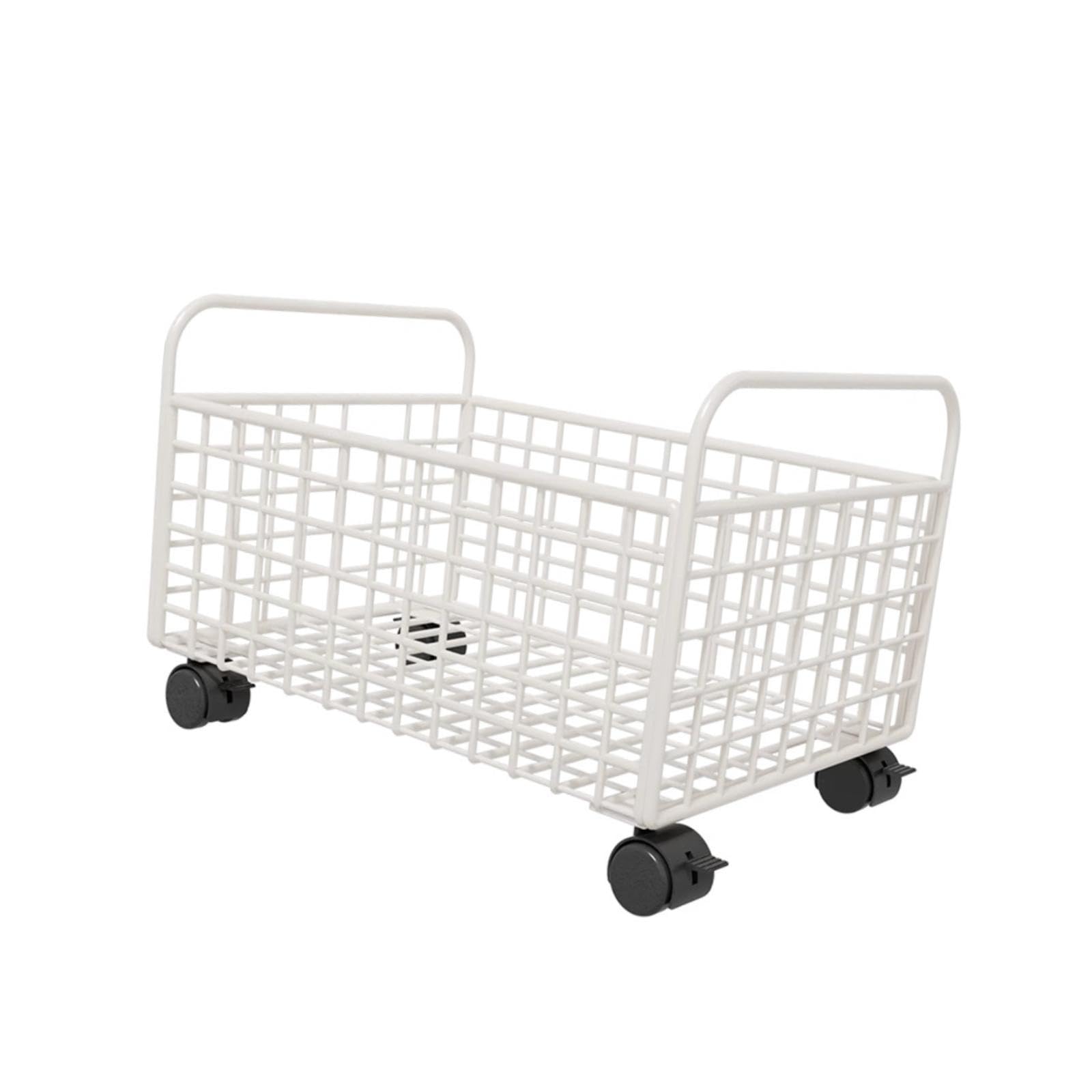 Oshhni Carrito utilitario con Ruedas, contenedor de Almacenamiento de Malla metálica, Organizador de Archivos Debajo del Escritorio con Ruedas para, Blanco, 25 Cm X 38 Cm X 26