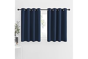 NICETOWN Short Curtains for Bay Windows - Grommet Thermal Insulated Blackout Curtain Draperies