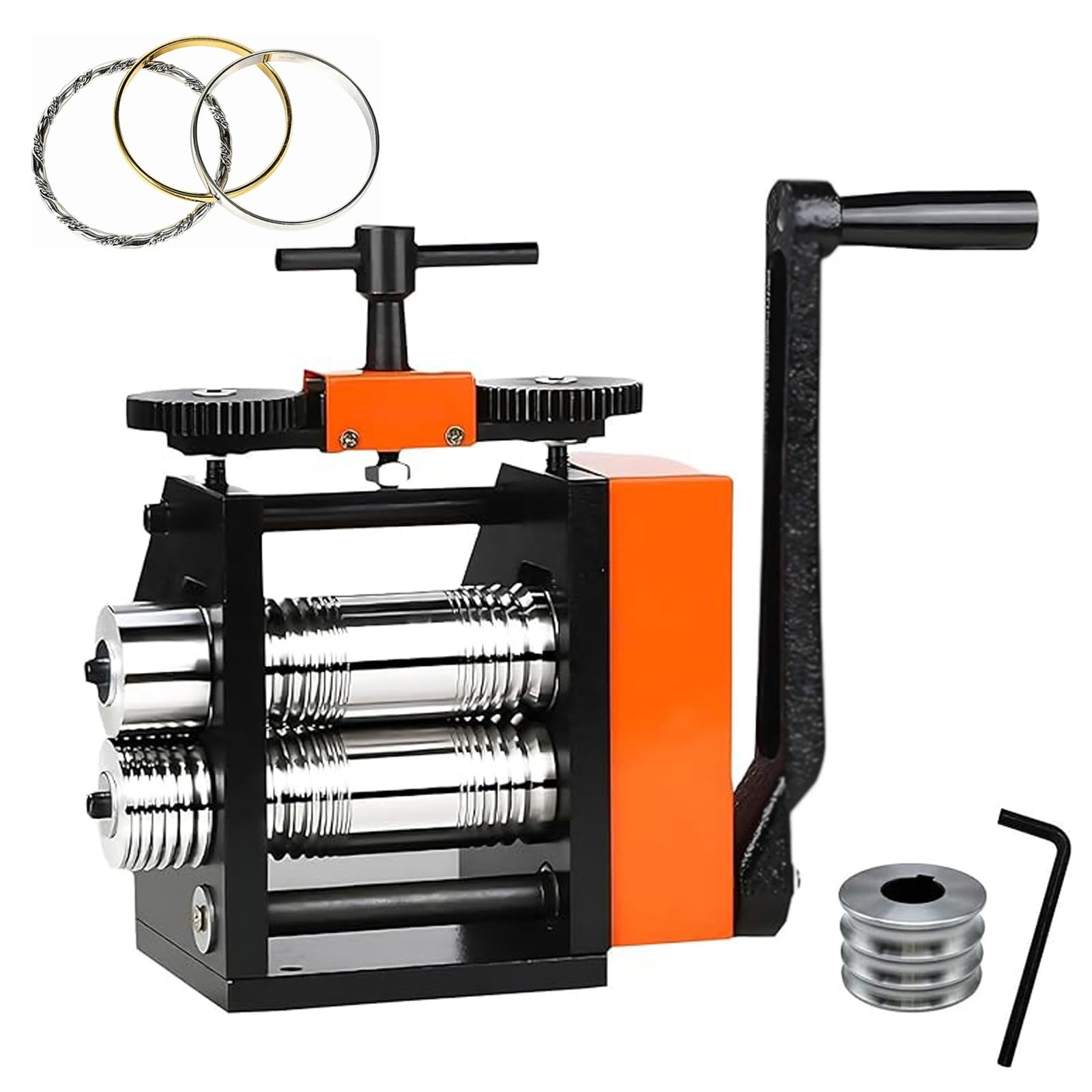 Ręczny młynek do biżuterii, wielofunkcyjny młynek 4 w 1 z ruchomym uchwytem 360°, idealny do produkcji biżuterii ze złoto-srebrnej miedzi i majsterkowania