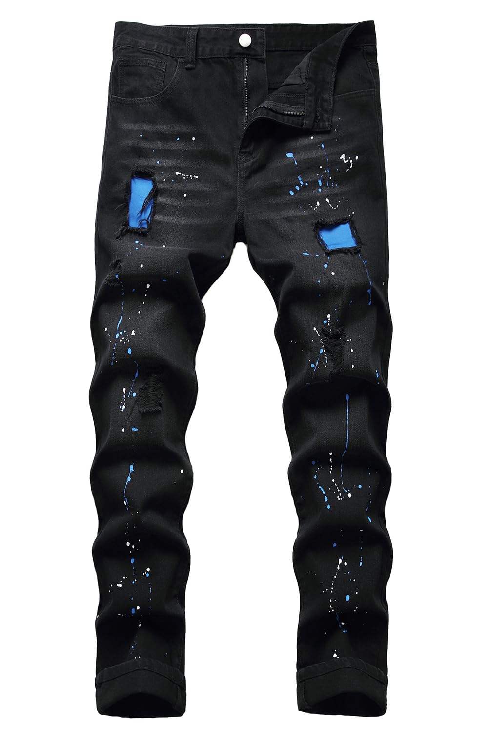 Men's Ripped Distressed Destroyed Straight Slim Fit Jeans Skinny Casual Fashion Denim Pants