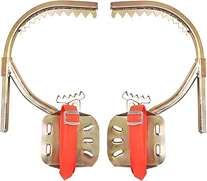 Adjustable Tree Climbings Gear for Picking Fruit Coconut, Portable Non-Slip Wooden Pole Foot Buckle/Iron Shoes, Electricians Climbing Foot Stirrup300mm 11.8"