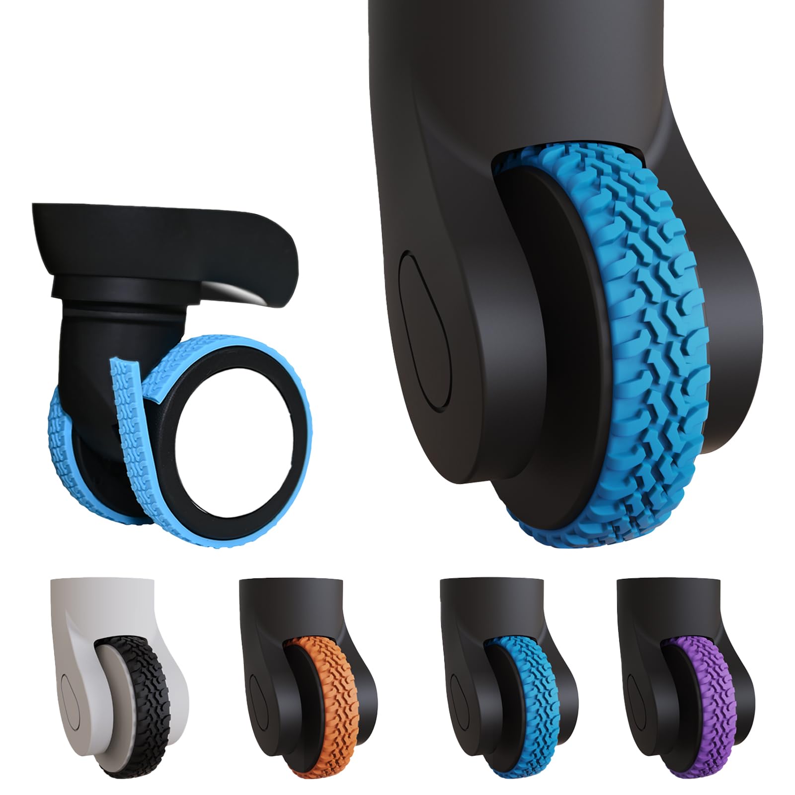 rulebeyrulebey 10Pack Luggage Wheel Silicone Adhesive Covers for Suitcase,Waterproof Ultra Sticky Backing, Fits Most 4/8 Wheels Carry-on Luggage, Anti-Shedding Silent Wheel Cover (Black)