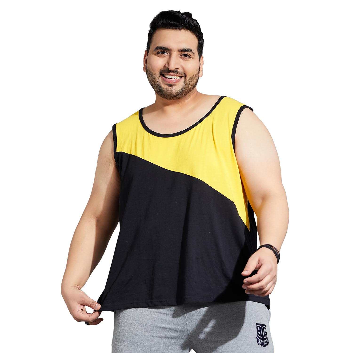 Plus Size Men's Regular Fit Colorblock Innerwear Vest