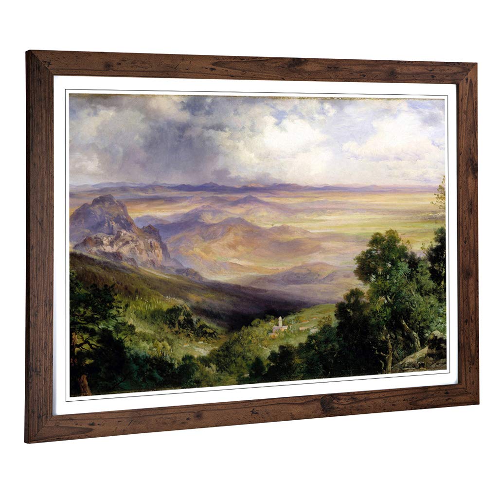 Big Box Art Framed Print of Thomas Moran Valley of Cuernavaca Design | Wall Art Picture | Home Decor for Kitchen, Living Room, Bedroom, Hallway, Walnut, A2 / 24.5x18 Inch / 62x45cm
