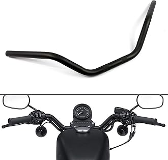 Motorcycle Hanger 1 inch 25mm Ace Cafe Racer Clubman Handlebar Handle bars handlebars Bar compatible with Harley Sportster XL883 XL1200(Black Medium)