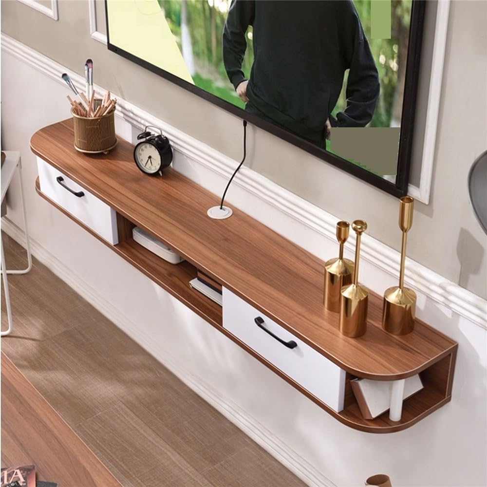 Supporto per TV, mensola da parete per intrattenimento, per centro intrattenimento, mobiletto per TV, console multimediale, in legno (grigio, 180 x 16 x 24 cm)